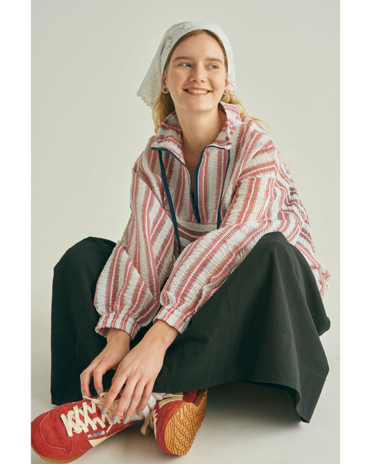 SHEER STRIPED ANORAK JACKET