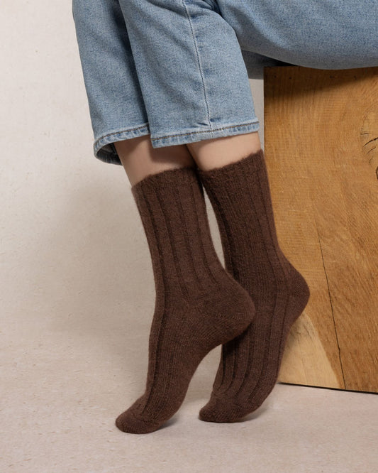 BLEUFORET RIBBED ALPACA WOOL SOCKS