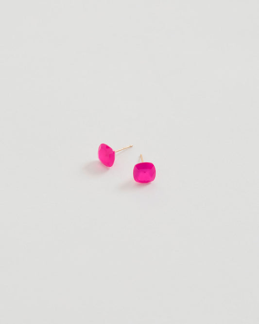 COLORED STONE EARRINGS (Pink Chalcedony)