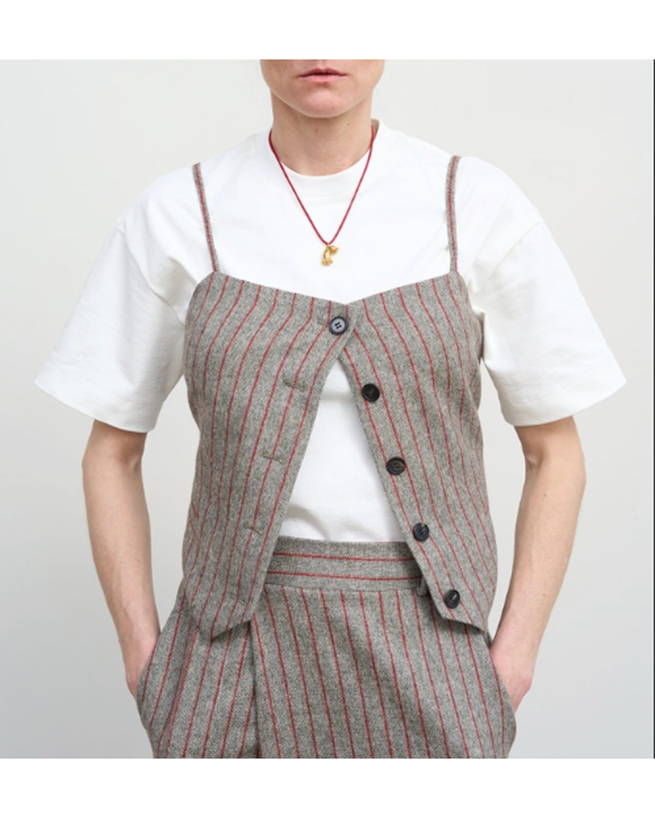 LITKOVSKA Pinstriped wool-blend vest