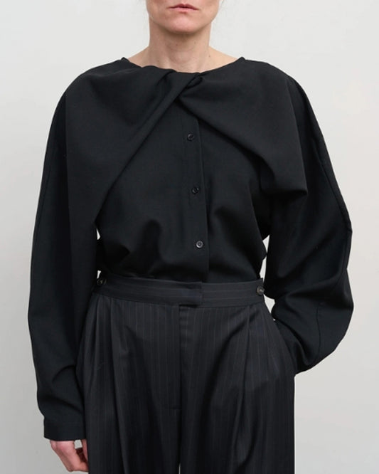 LITKOVSKA Virgin wool shirt with twisted overlay