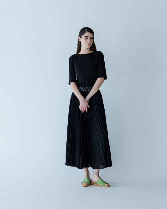 MEYAME FLOWER WAIST PLEATED SKIRT
