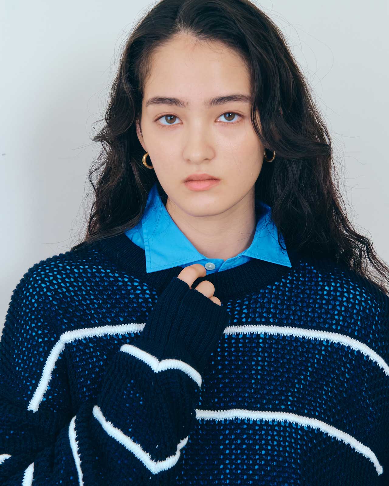 C/LI MESH STRIPED KNIT