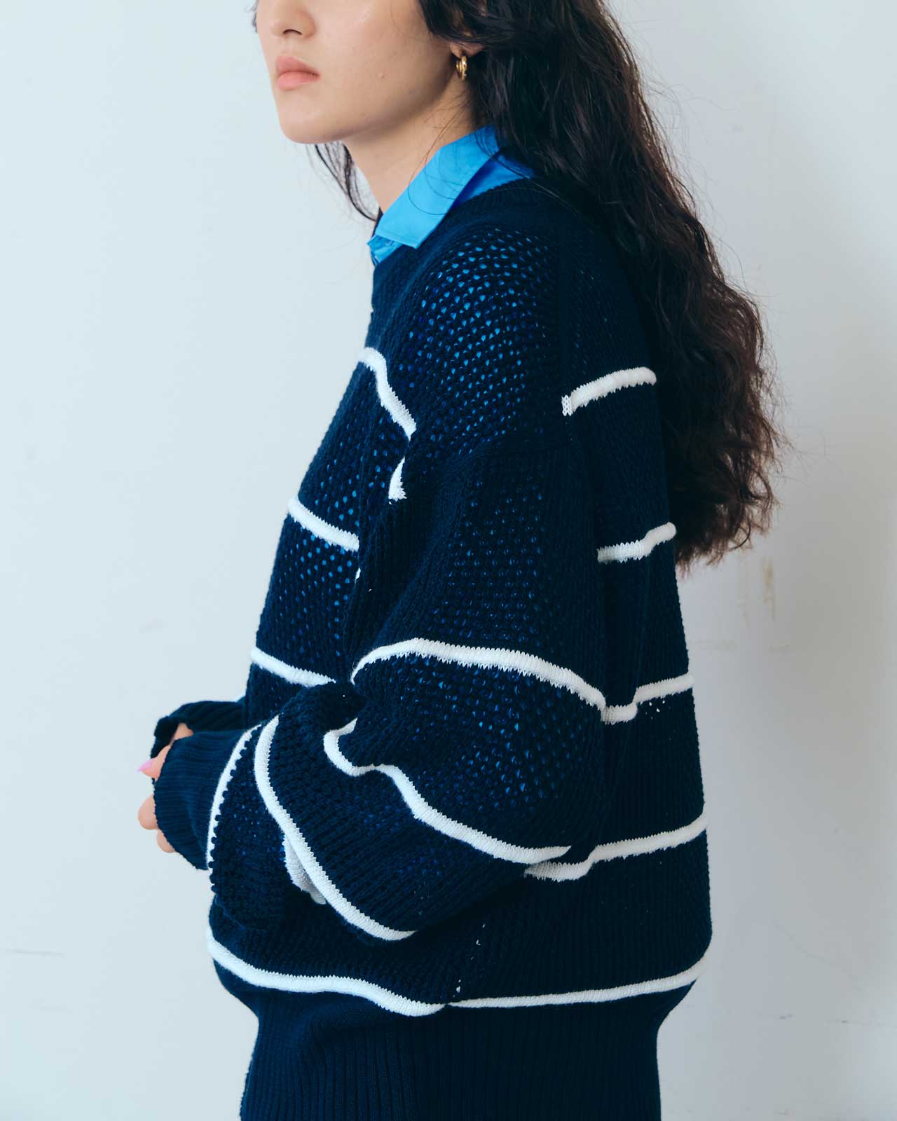 C/LI MESH STRIPED KNIT