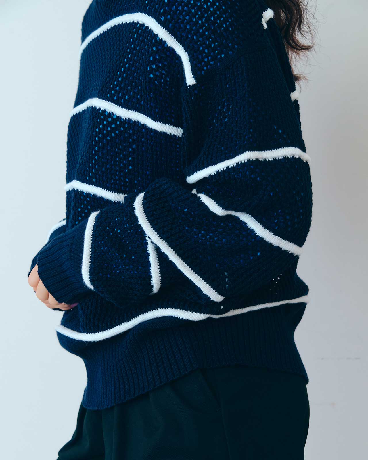 C/LI MESH STRIPED KNIT