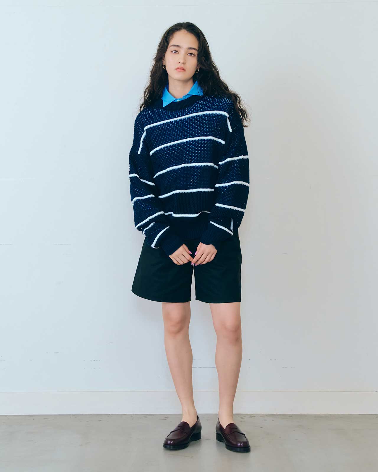 C/LI MESH STRIPED KNIT