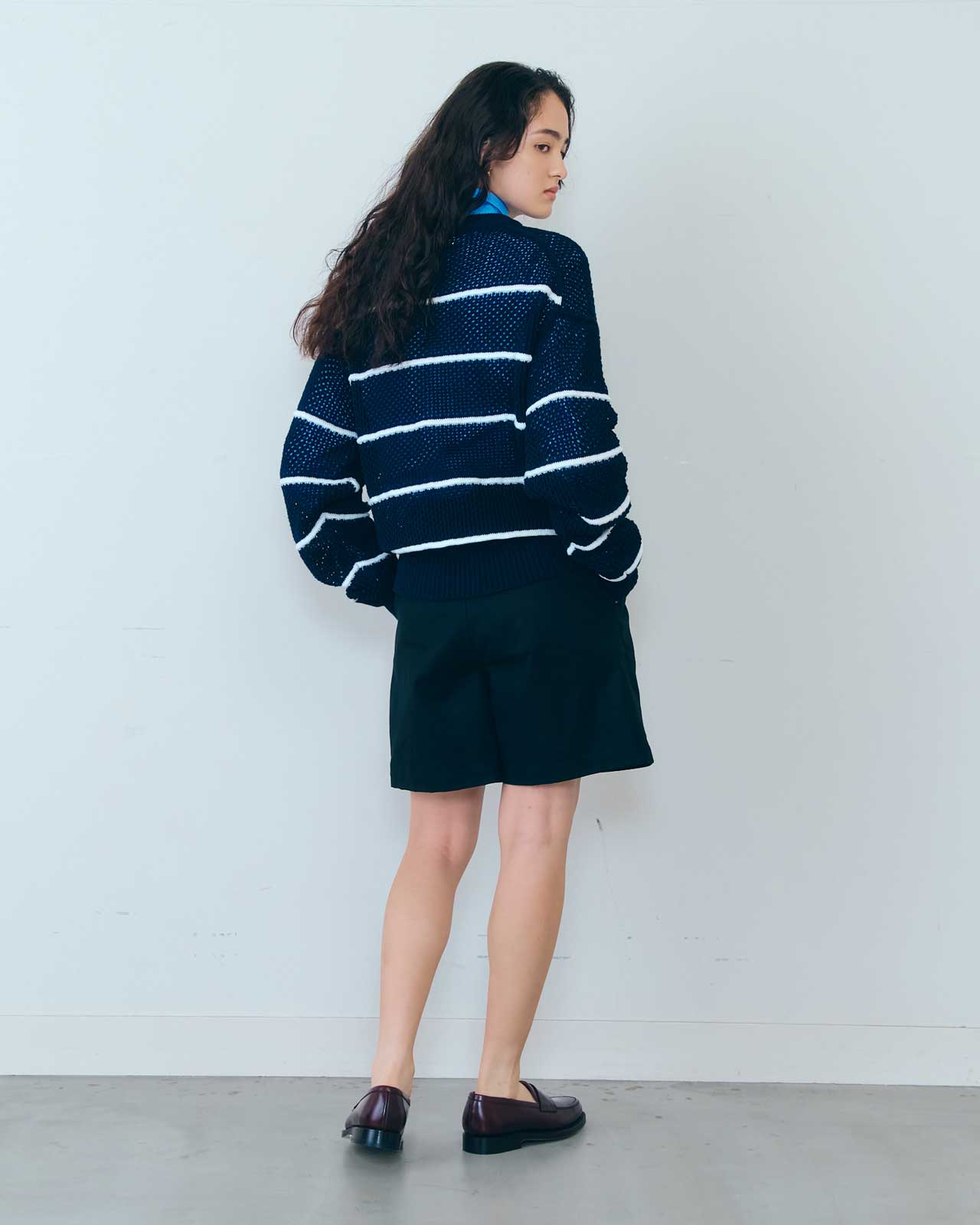 C/LI MESH STRIPED KNIT