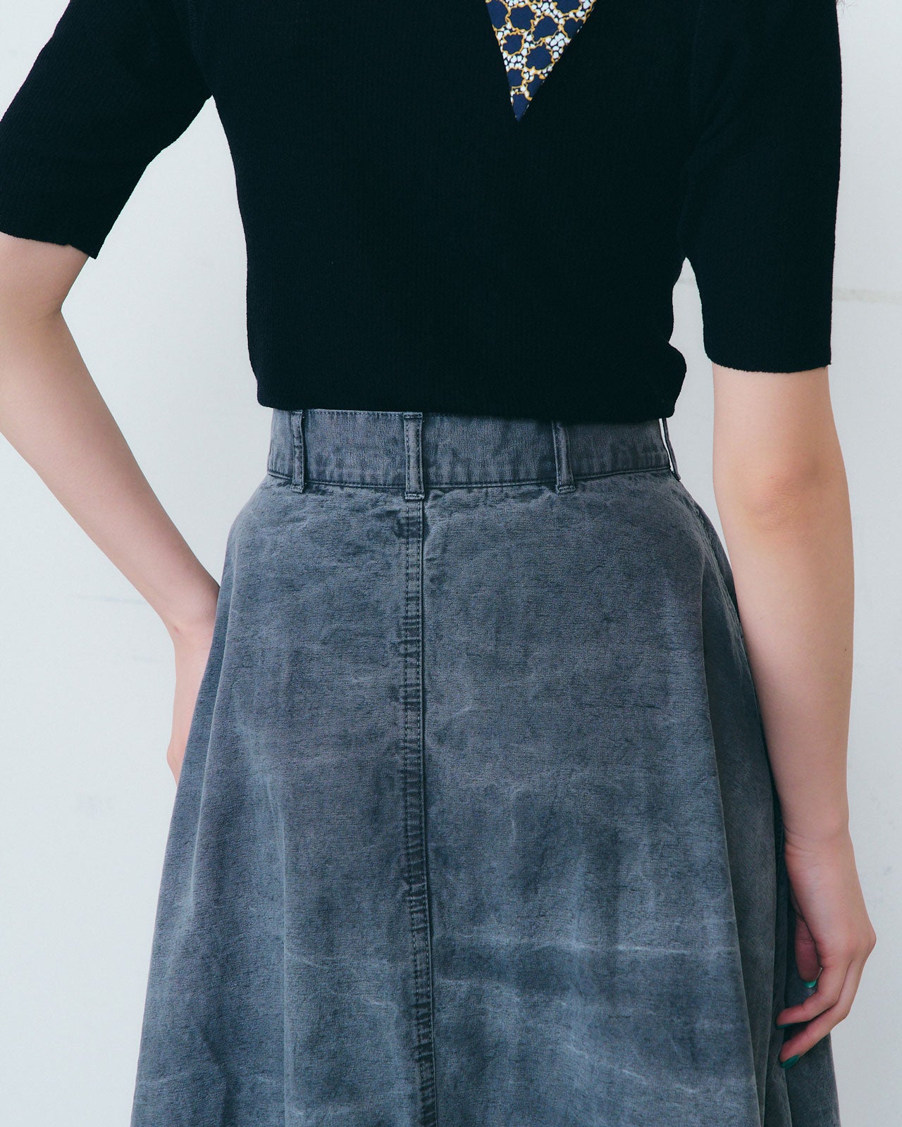 GARMENT DYE FLARE SKIRT
