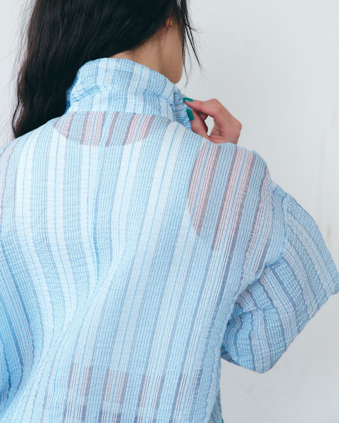 SHEER STRIPED ANORAK JACKET