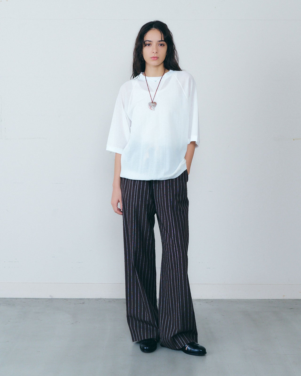 SHEER HALF SLEEVE SWEATSHIRT
