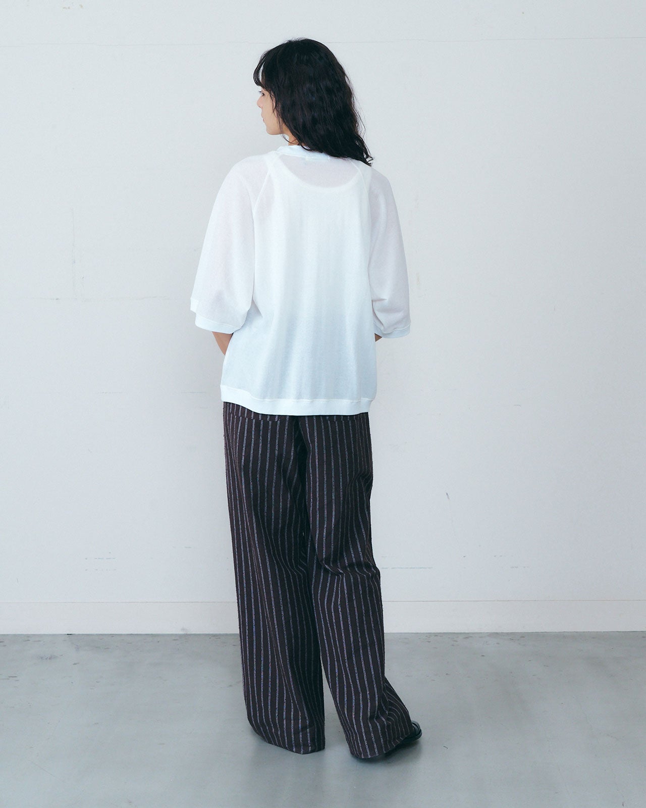SHEER HALF SLEEVE SWEATSHIRT