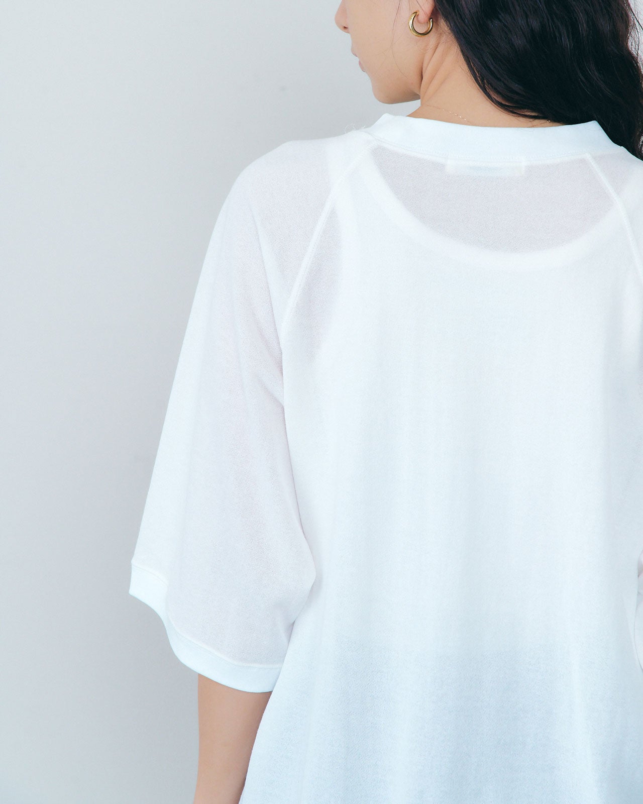 SHEER HALF SLEEVE SWEATSHIRT