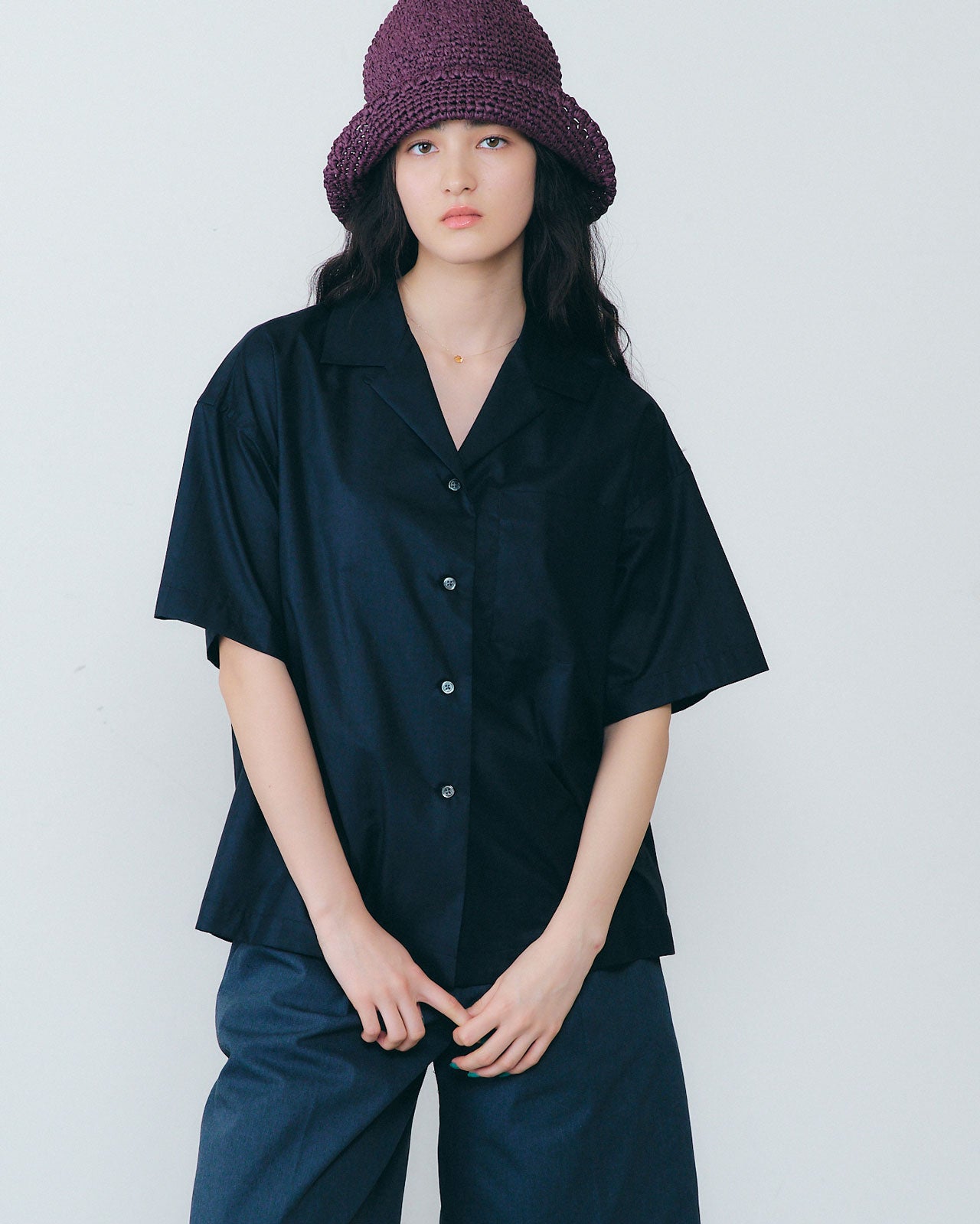 OPEN COLLAR LAWN SHIRT
