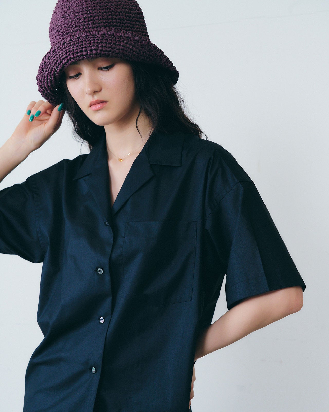 OPEN COLLAR LAWN SHIRT