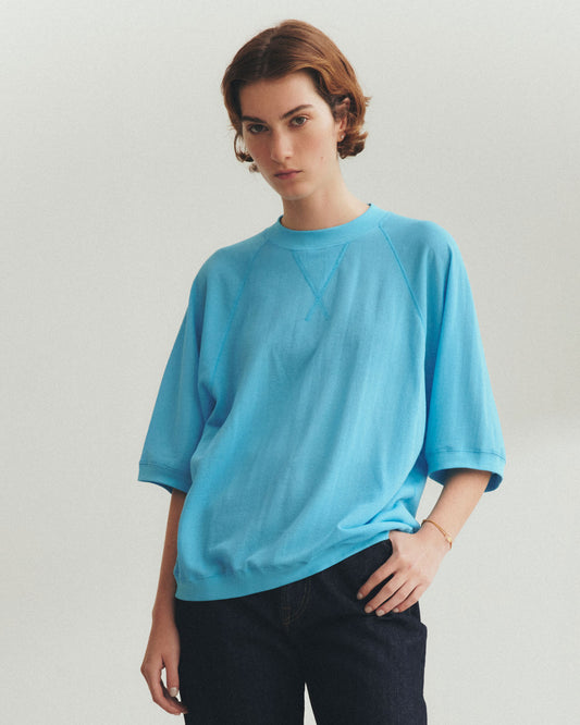 SHEER HALF SLEEVE SWEATSHIRT