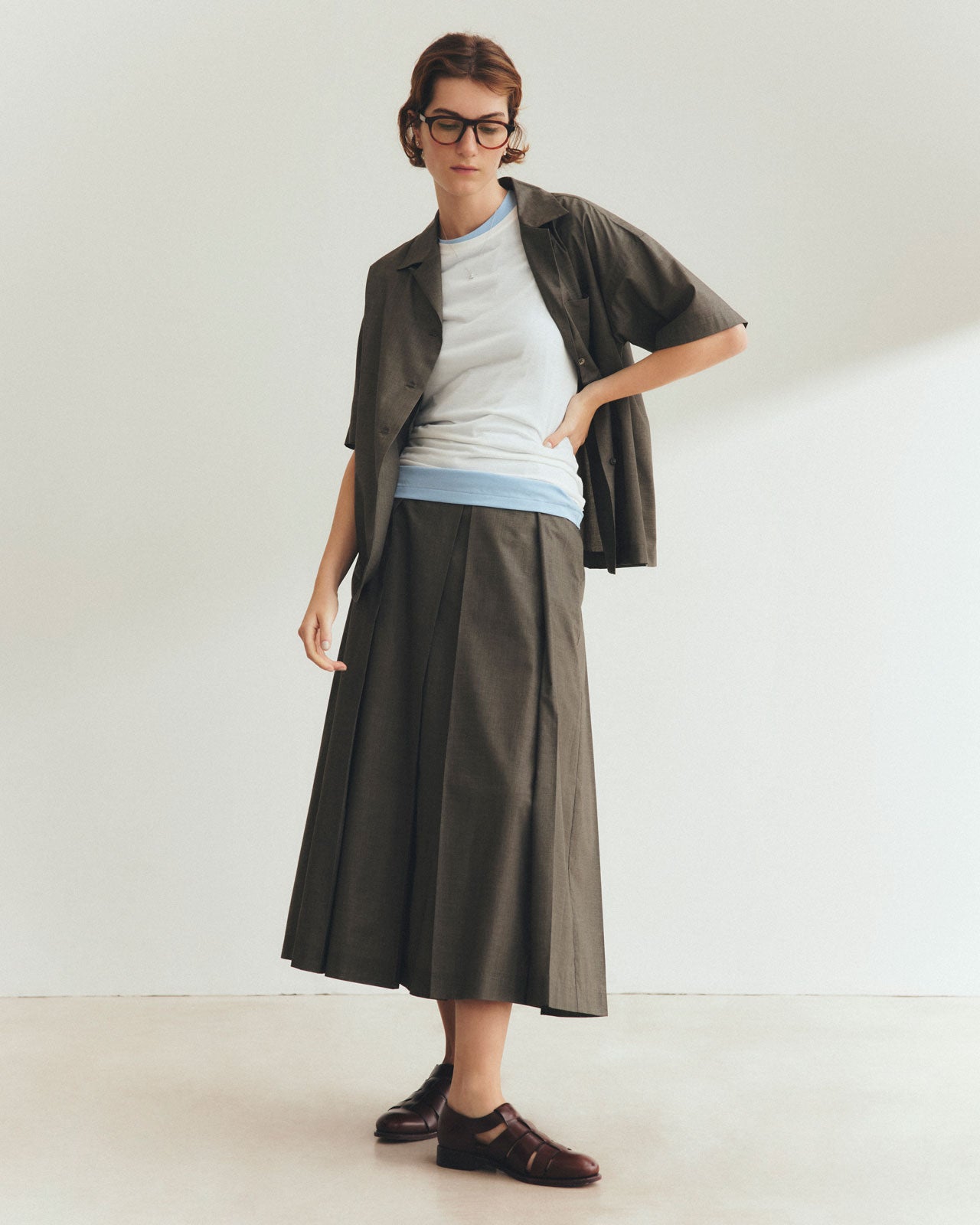 OPEN COLLAR LAWN SHIRT