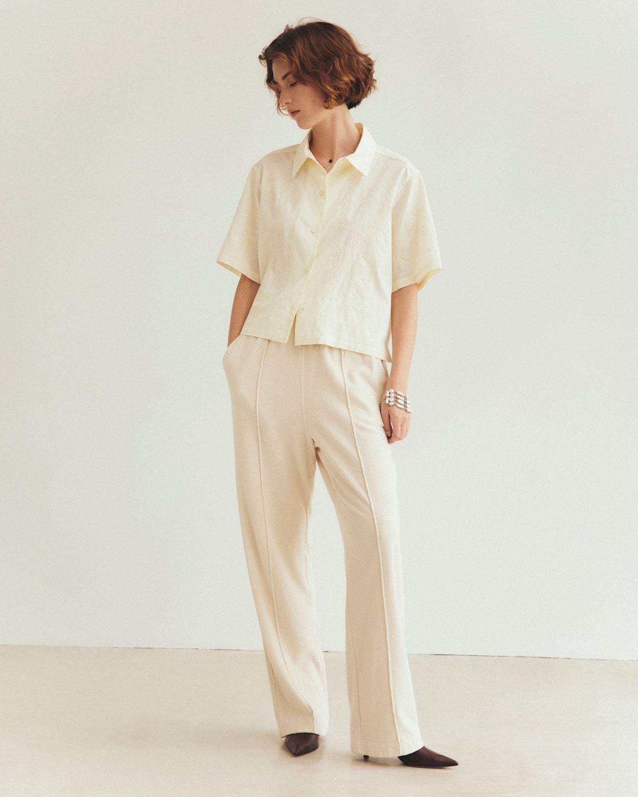 TILE PATTERN EMBROIDERY SHIRT