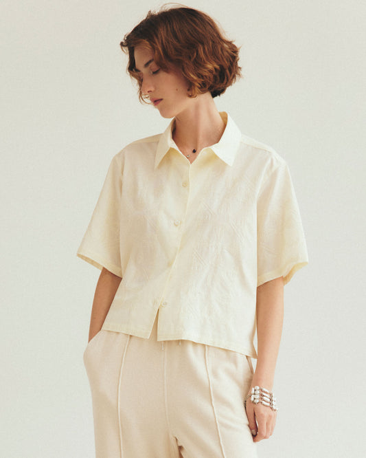 TILE PATTERN EMBROIDERY SHIRT