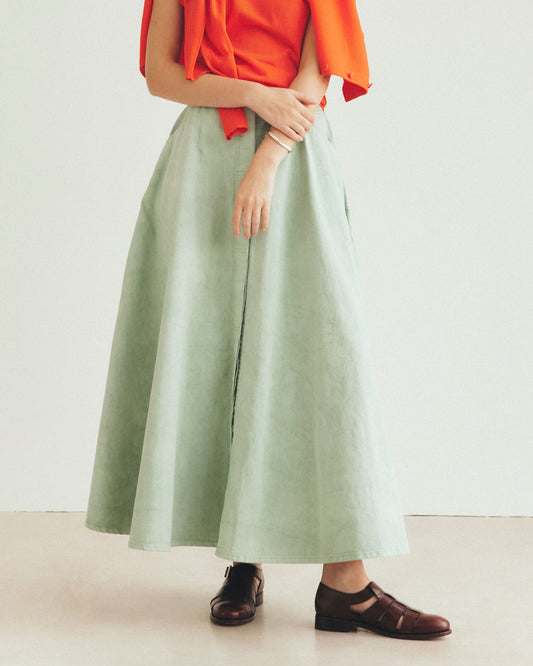 GARMENT DYE FLARE SKIRT