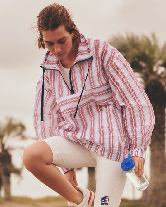 SHEER STRIPED ANORAK JACKET