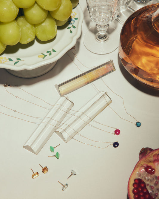 COLORED STONE NECKLACE (Pink Chalcedony)