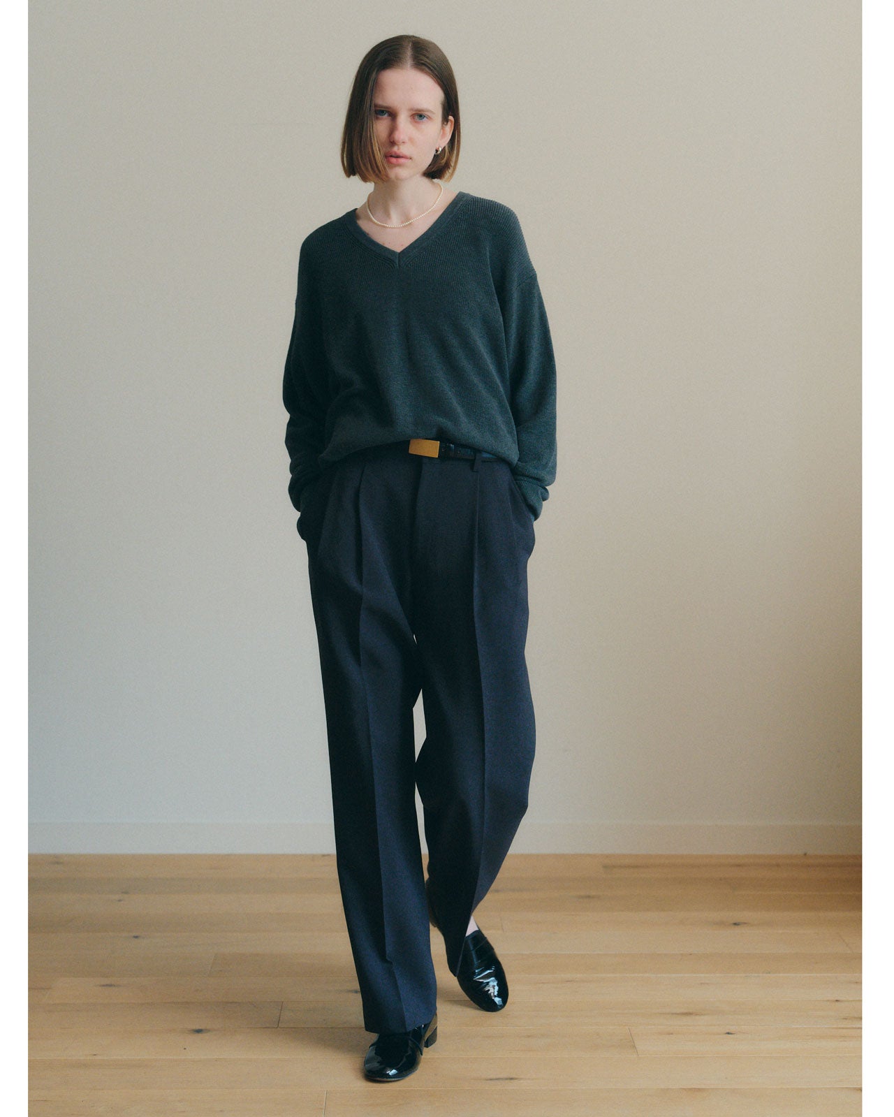 HIGH TWISTED COTTON KNIT PULLOVER