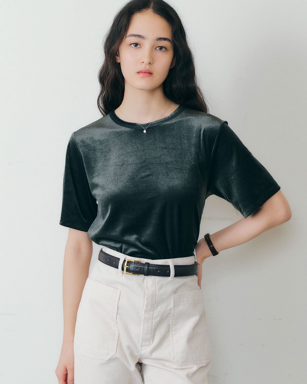 VELOUR HALF SLEEVE TEE