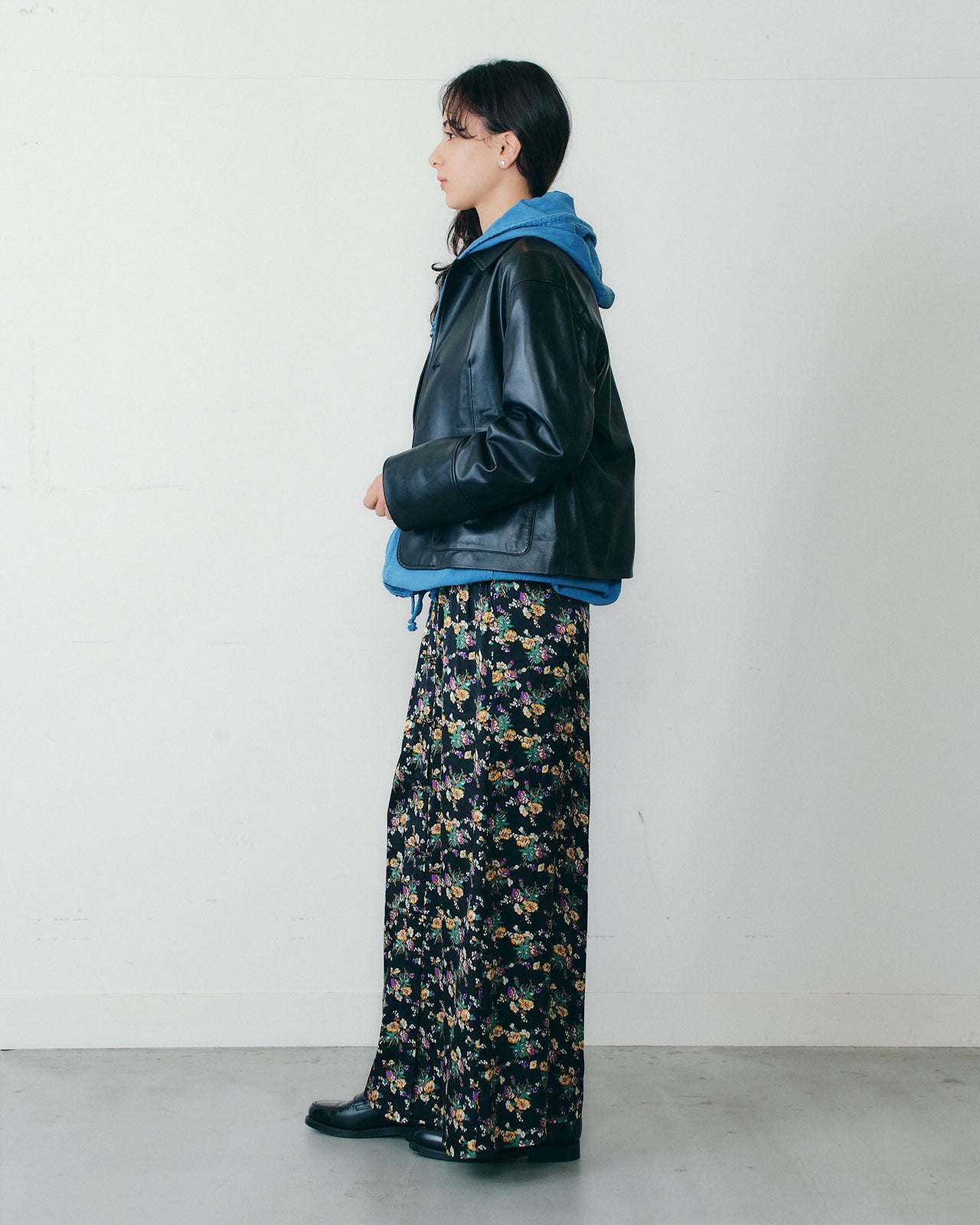 FLOWER BOUQUET PRINTED SATIN SKIRT