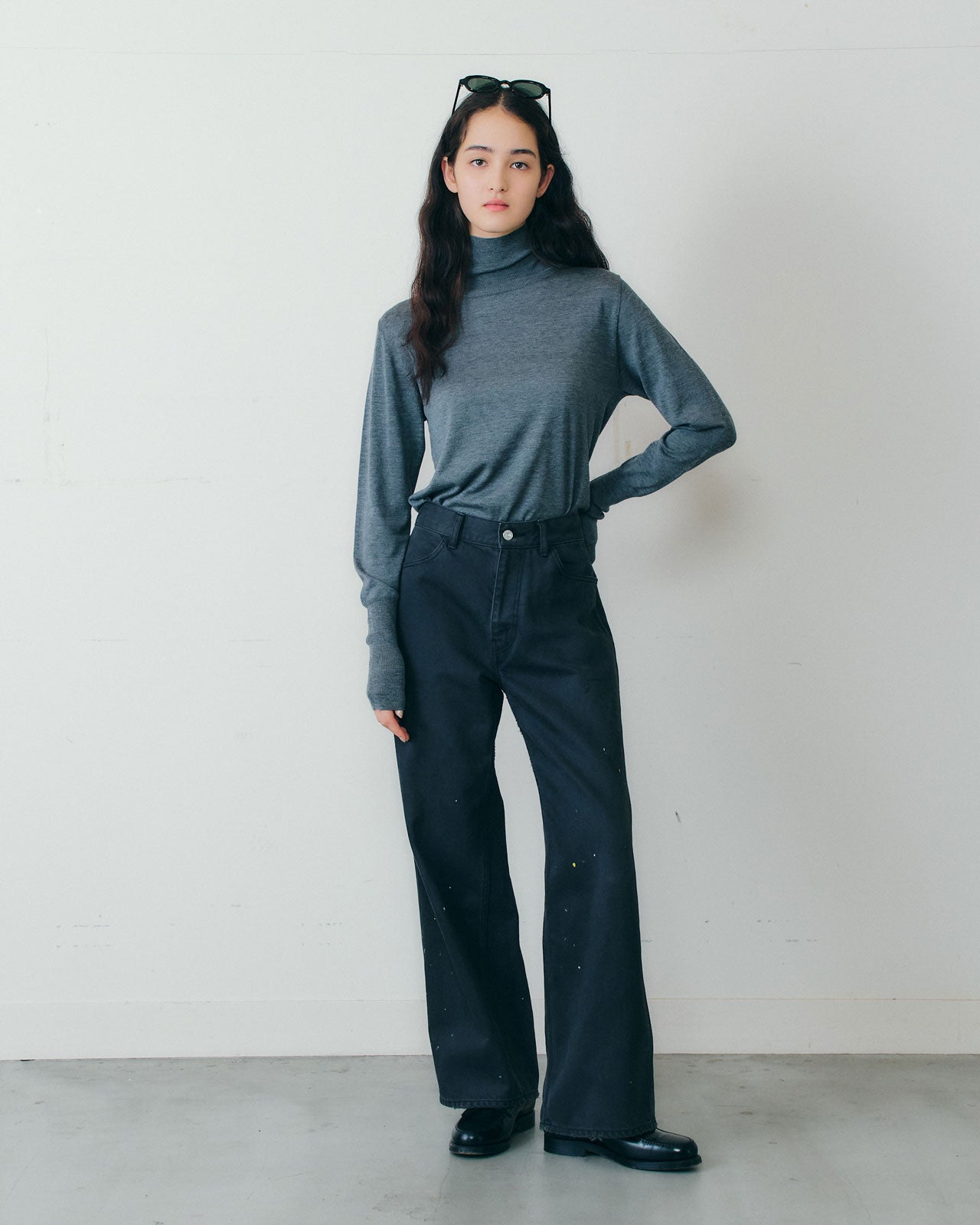 COTTON SILK HIGH NECK KNIT