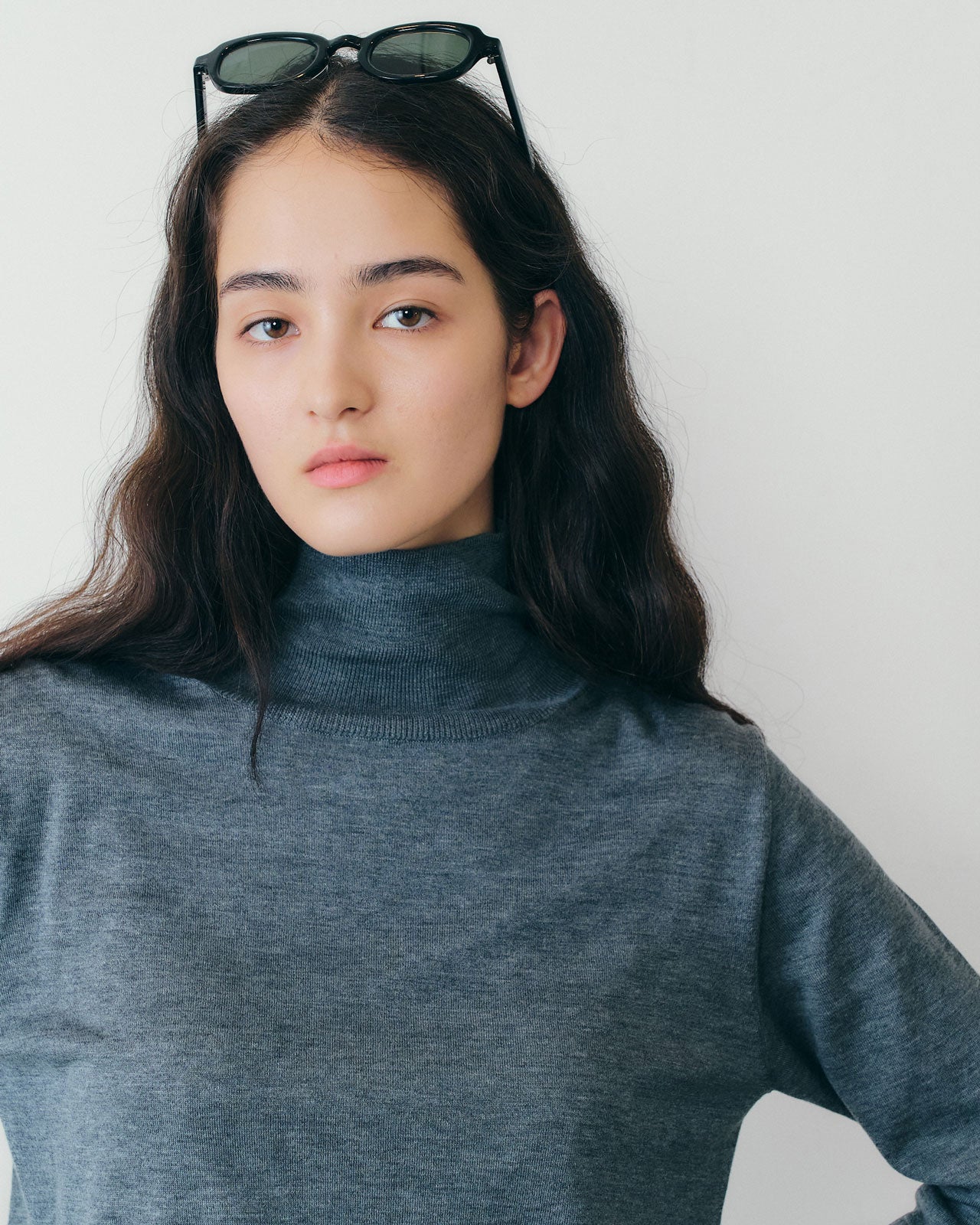 COTTON SILK HIGH NECK KNIT