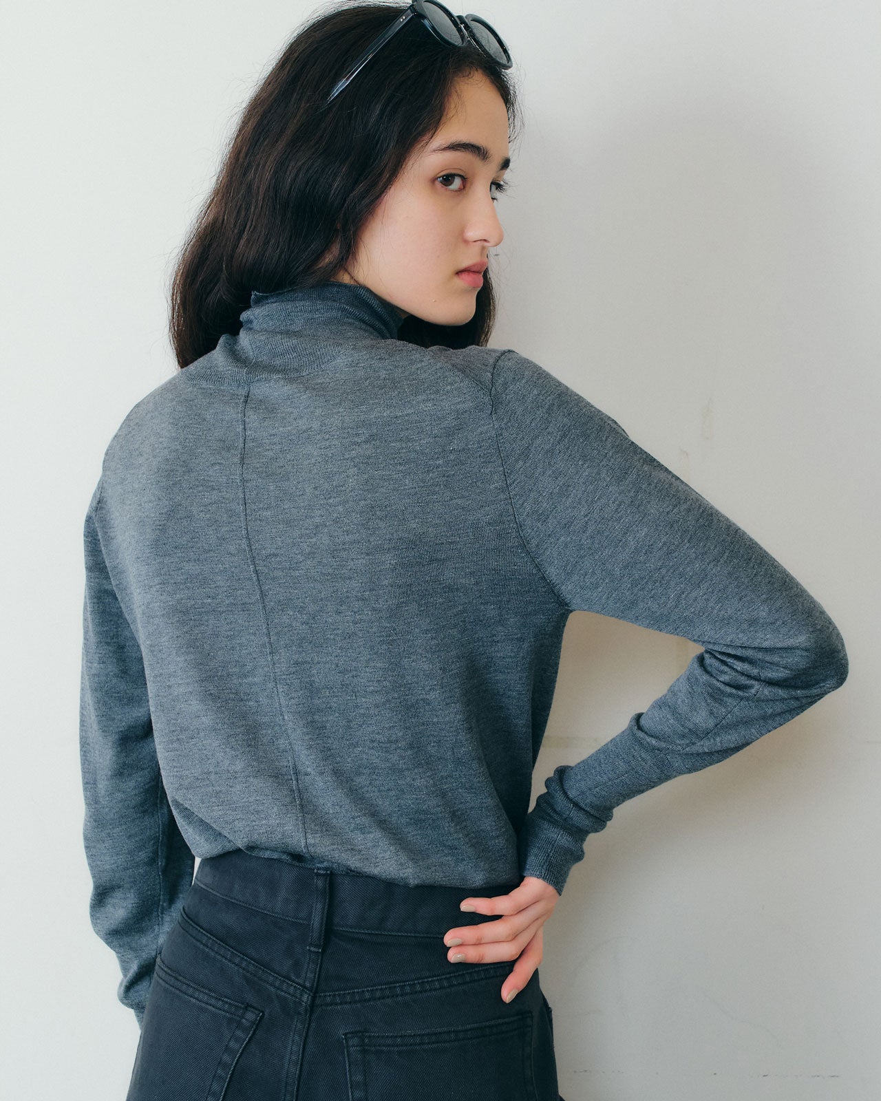 COTTON SILK HIGH NECK KNIT