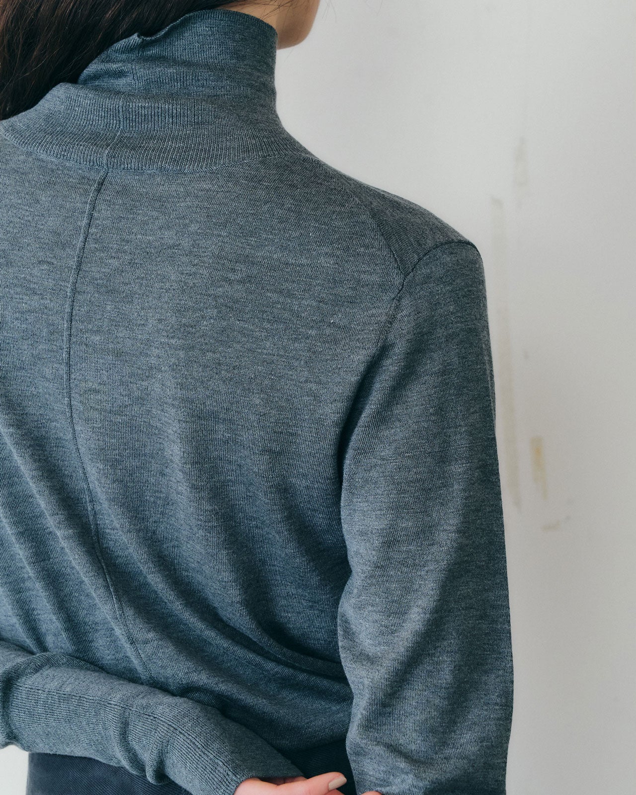 COTTON SILK HIGH NECK KNIT