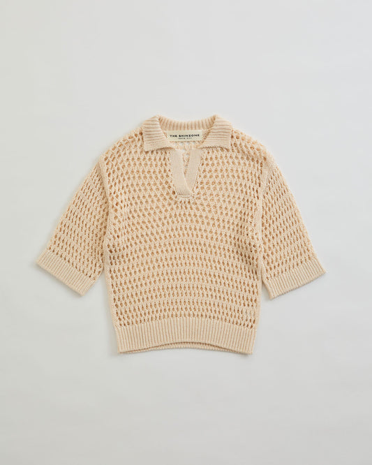OPENWORK POLO KNIT