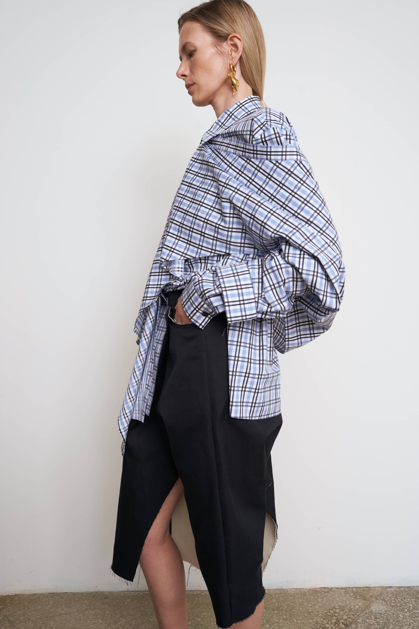 【40%OFF】LITKOVSKA PALERINE CHECKERED COTTON SHIRT