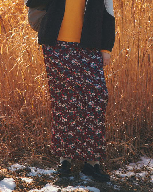 FLOWER BOUQUET PRINTED SATIN SKIRT