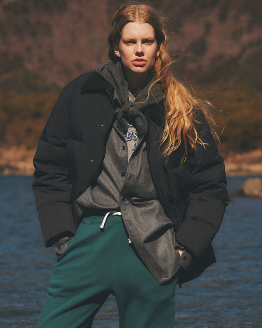 SUEDE COLLAR DOWN JACKET