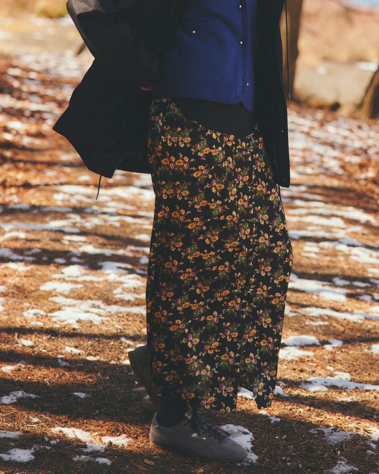 FLOWER BOUQUET PRINTED SATIN SKIRT