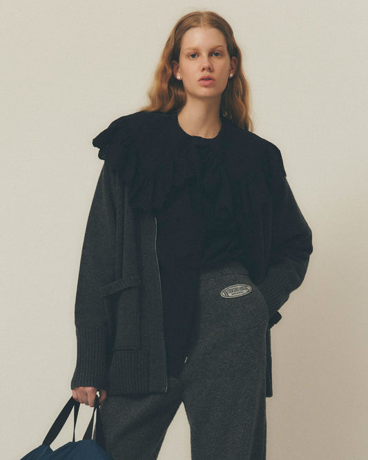 WOOL KNIT ZIP CARDIGAN