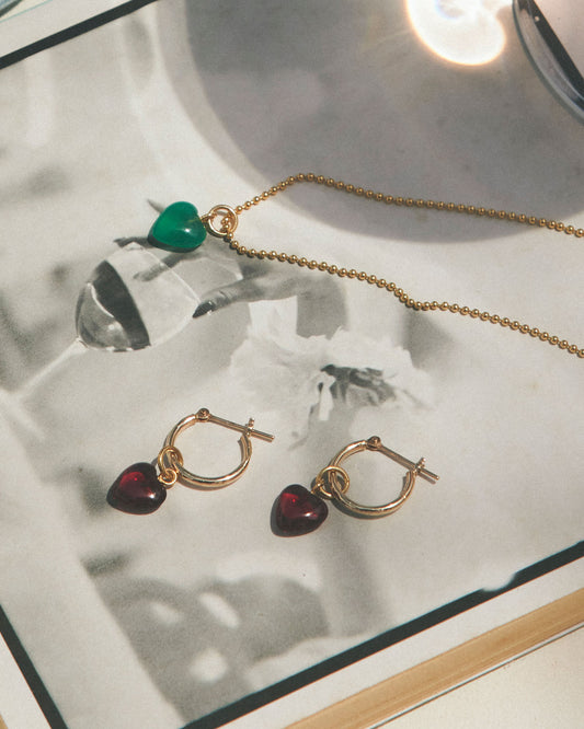 ColouR HEART EARRINGS(Ruby)