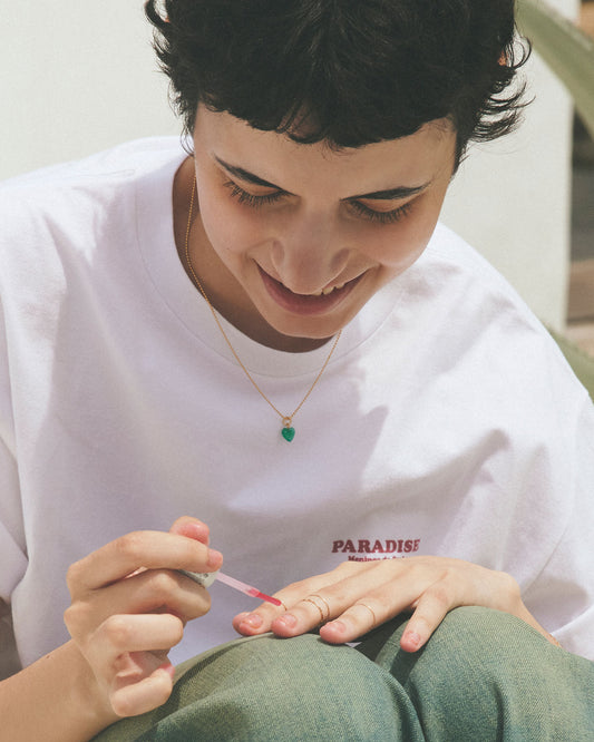 ColouR HEART NECKLACE(Green Onyxis)