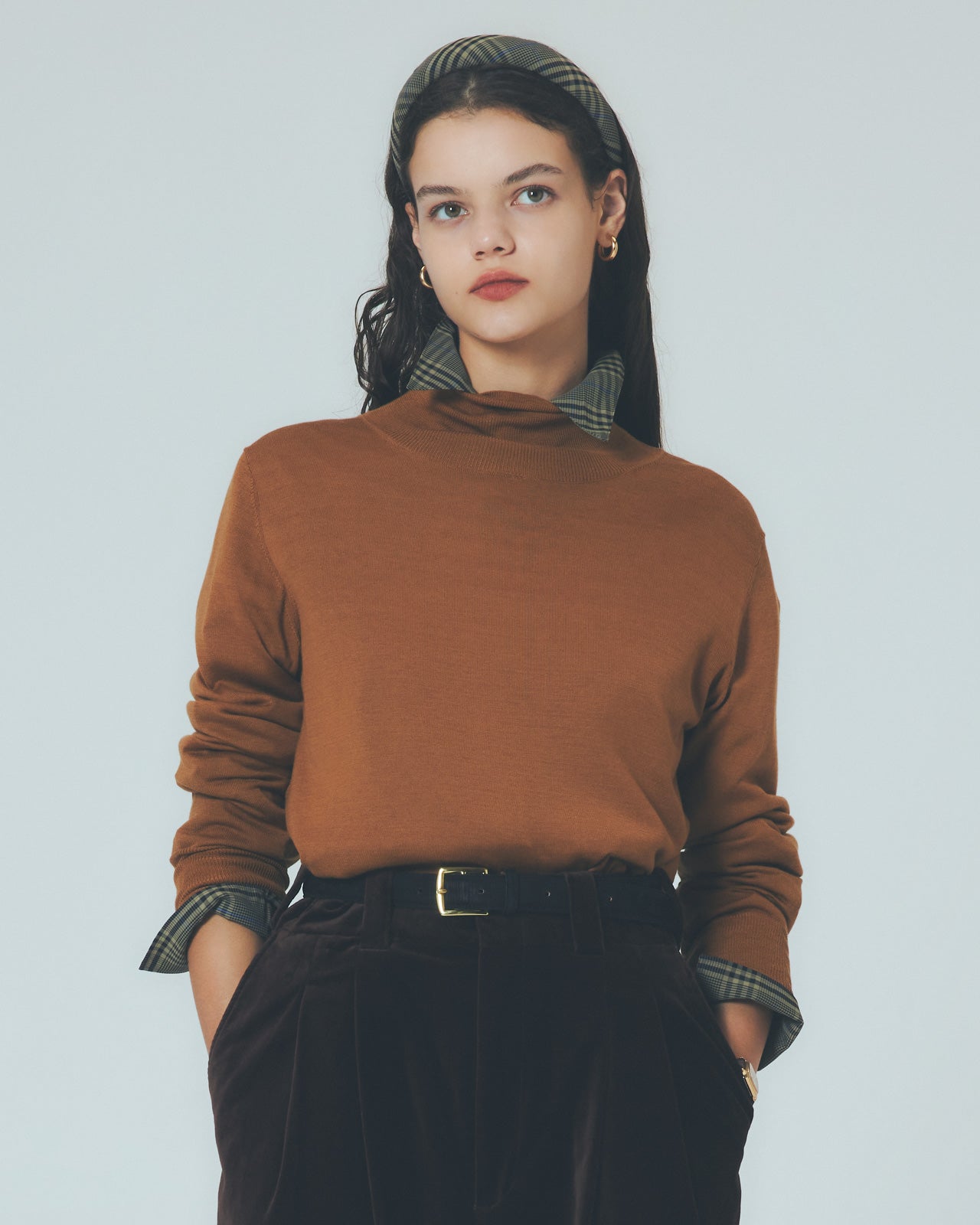 COTTON SILK HIGH NECK KNIT