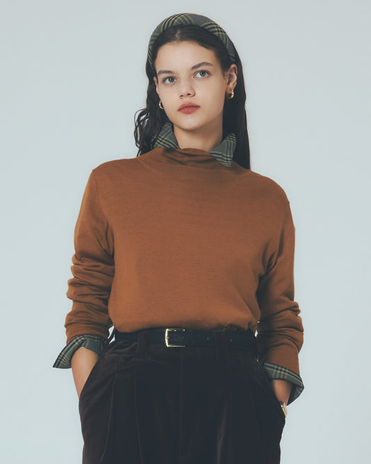 COTTON SILK HIGH NECK KNIT