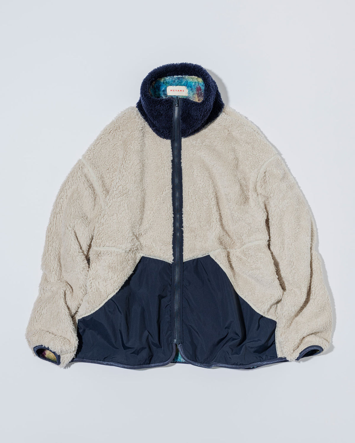 MEYAME PRINT/ SOLID REVERSIBLE FLEECE JACKET