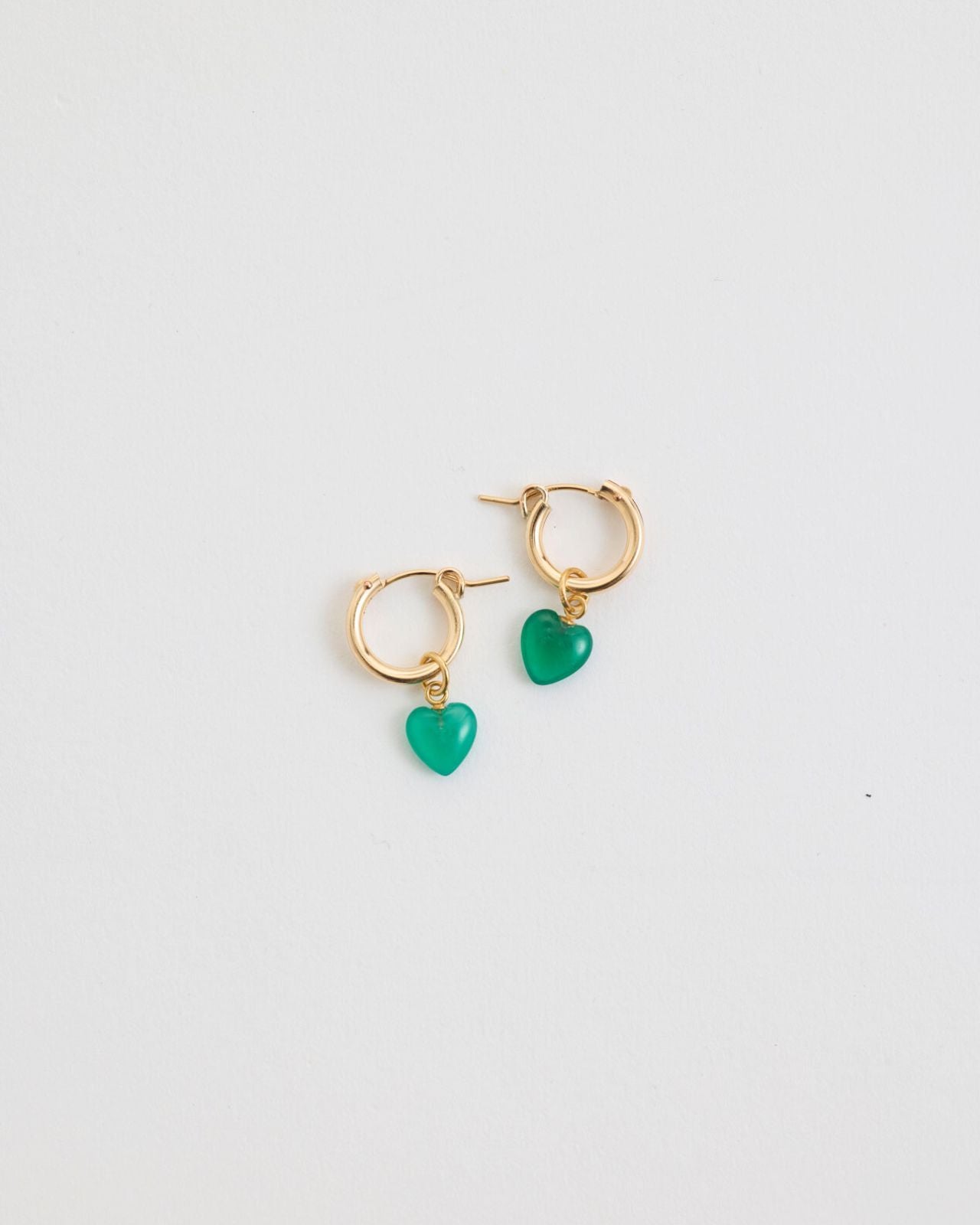 ColouR HEART EARRINGS(Green Onyxis)