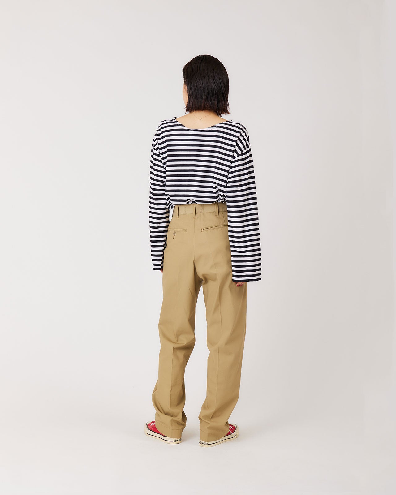 WASHED HIGH WAIST CHINO PANTS
