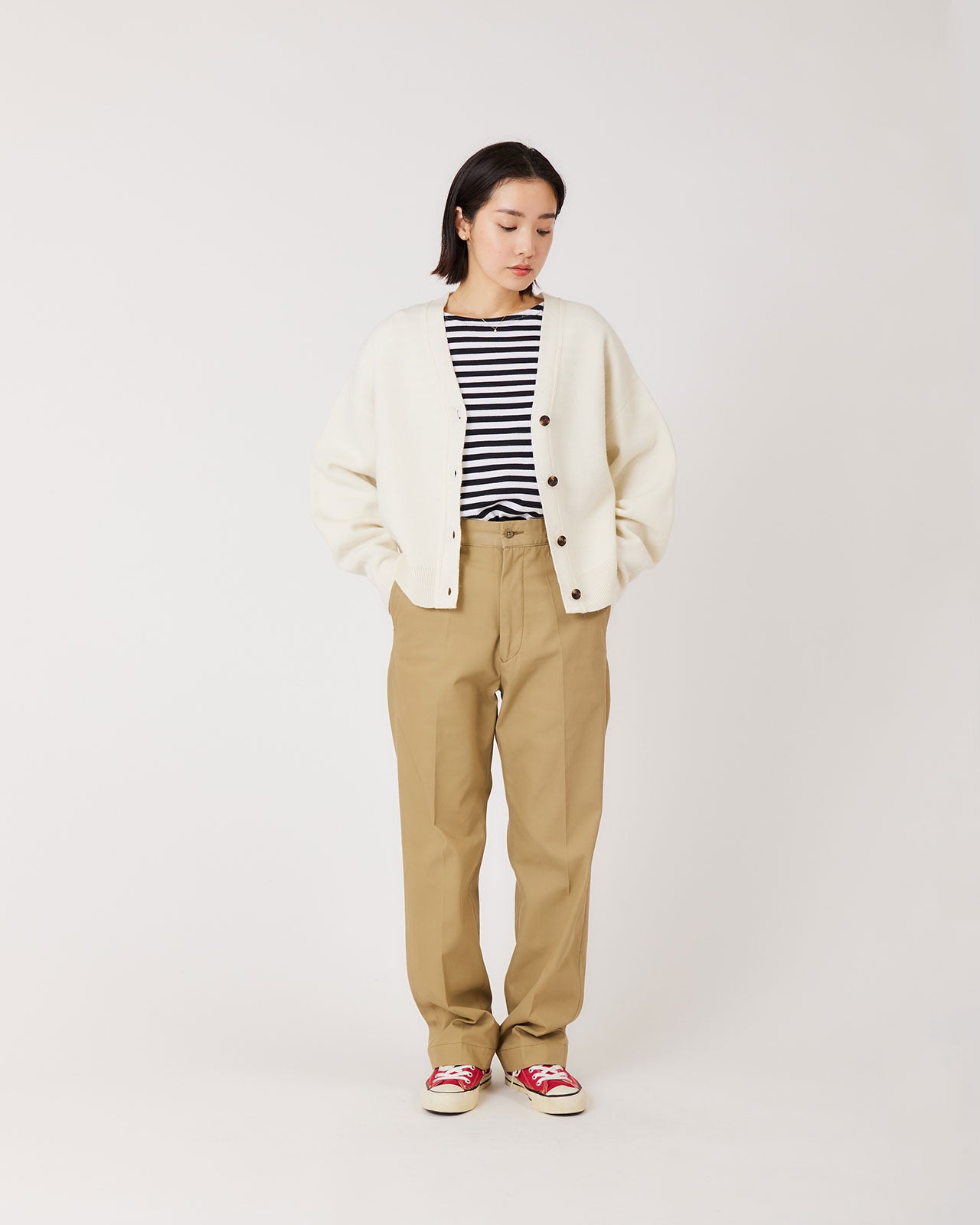 WASHED HIGH WAIST CHINO PANTS