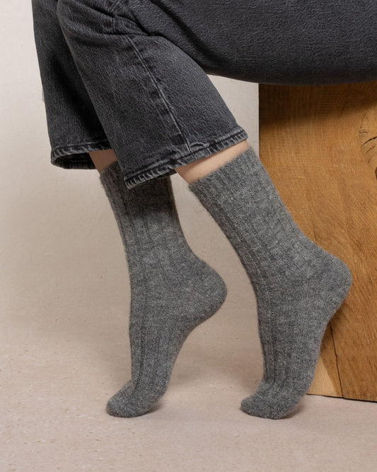 BLEUFORET RIBBED ALPACA WOOL SOCKS