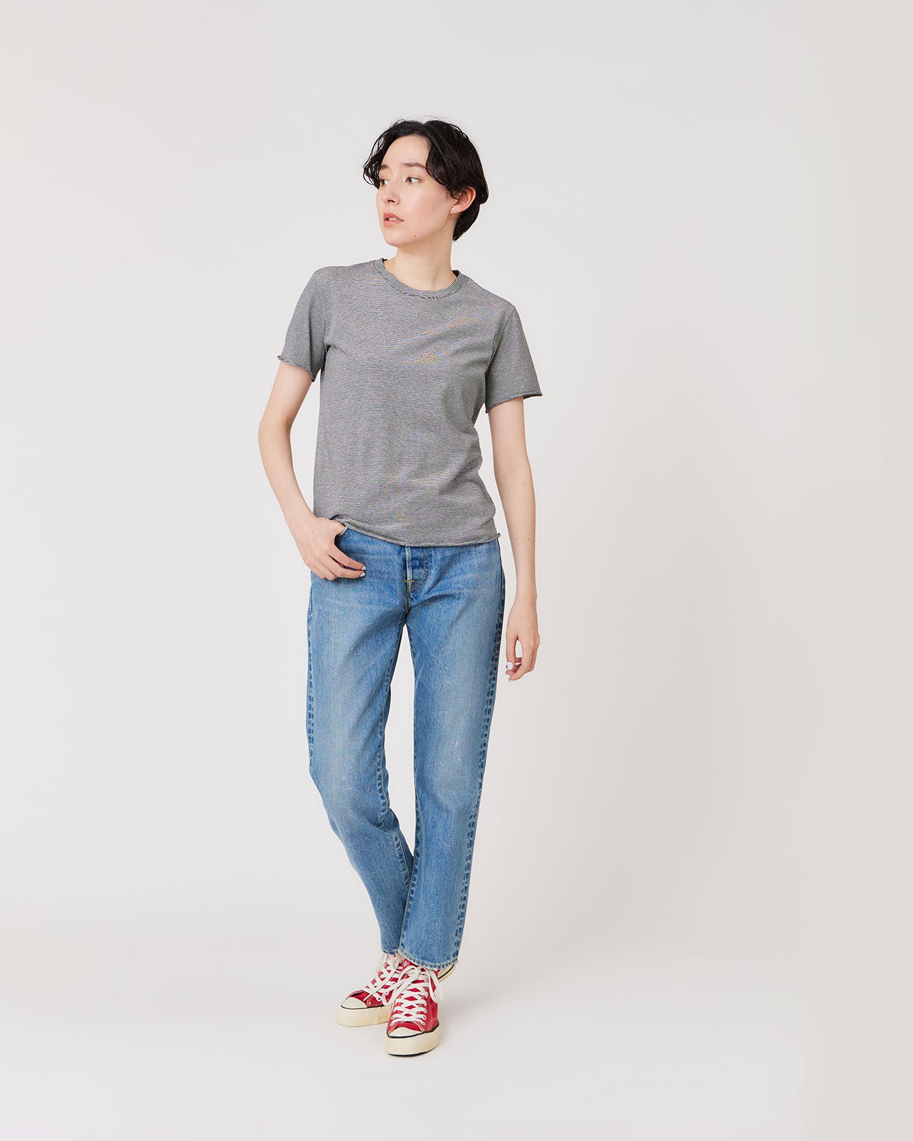 takes. Cutoff Tee(BORDER)