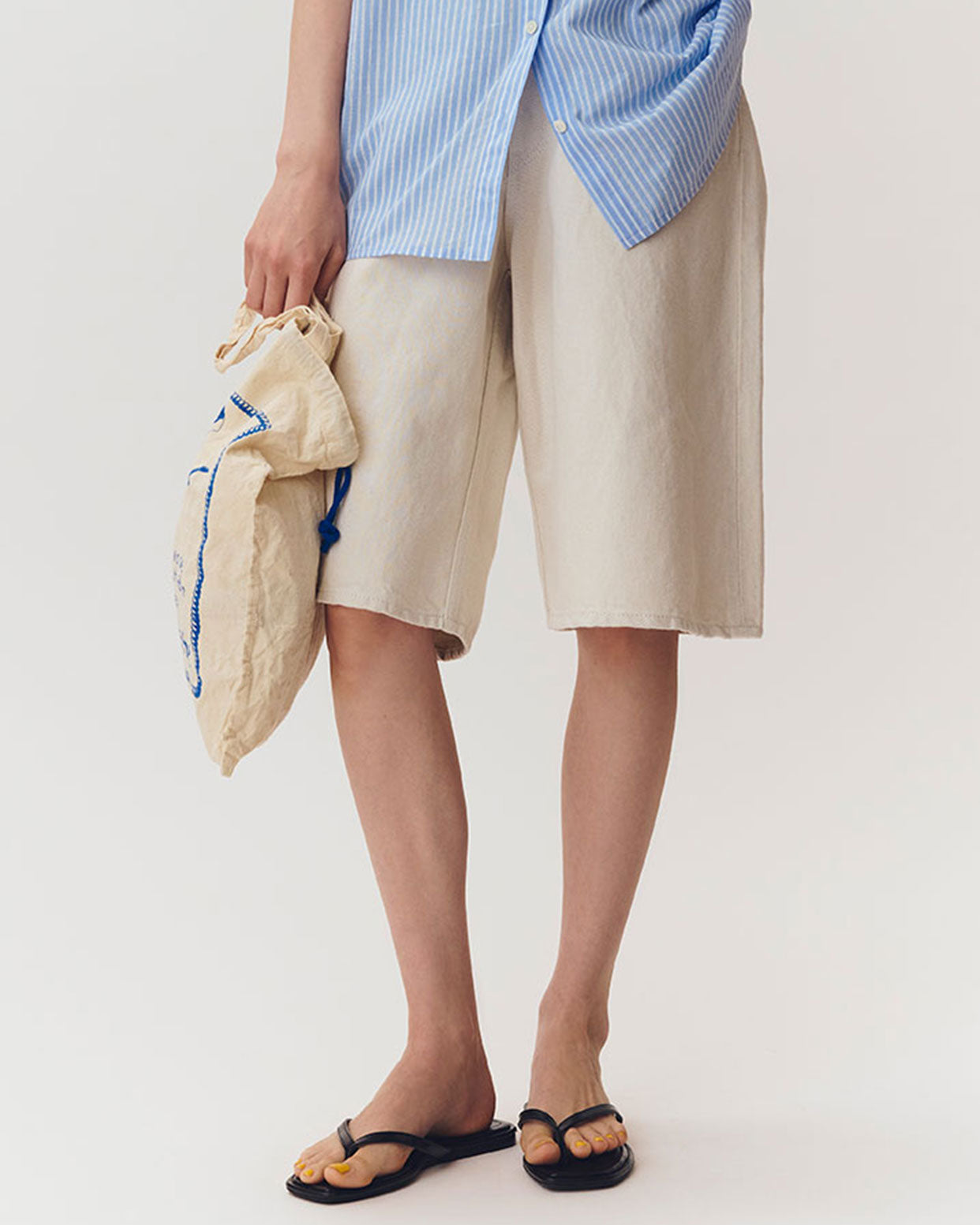 6月下旬お届け】COTTON LINEN BERMUDA PANTS – Shinzone