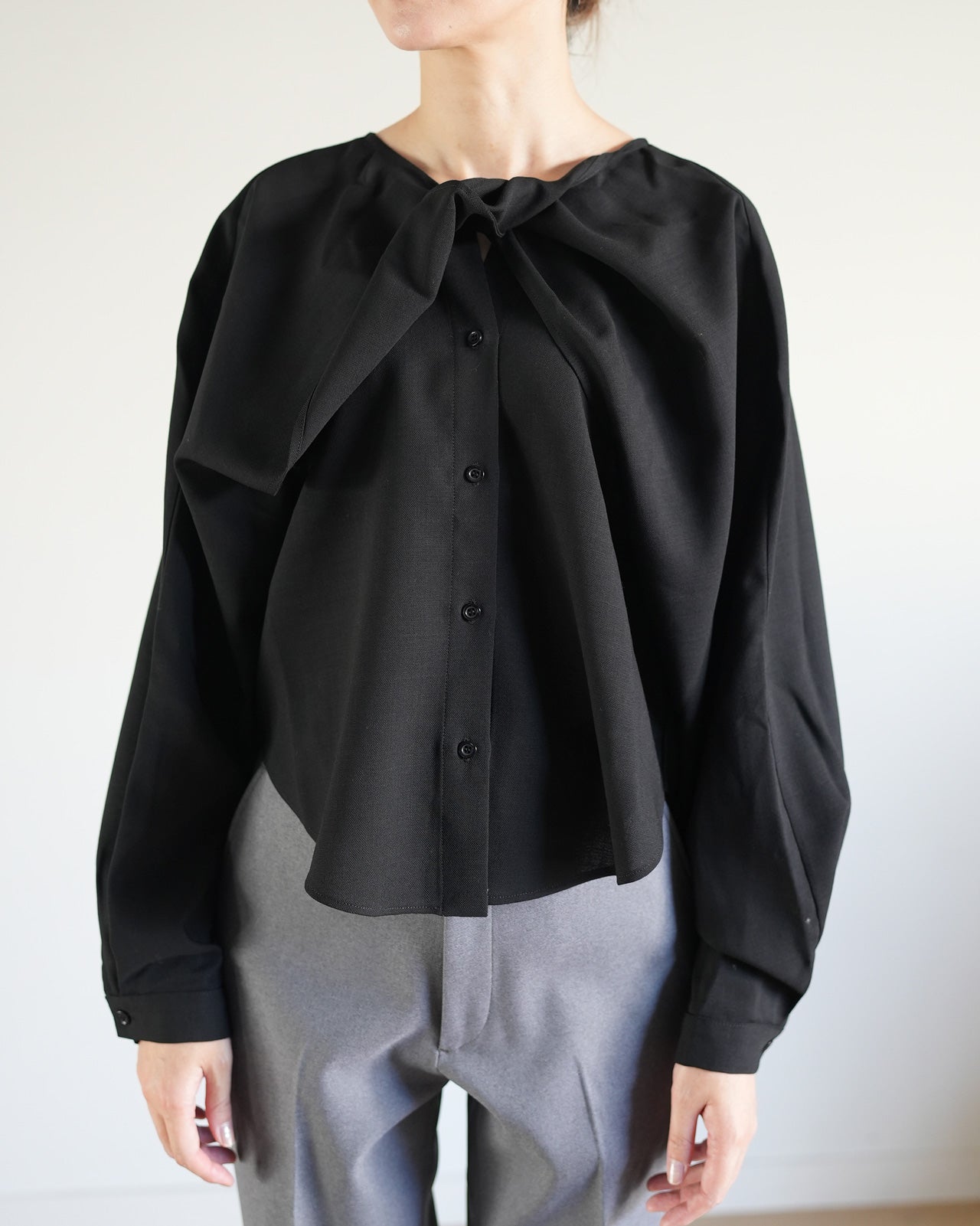 LITKOVSKA Virgin wool shirt with twisted overlay